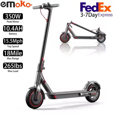 Foldable Electric Scooter EMOKO 8.5" 350W,15.5Mph,18Mile,Urban Commuter Electric Scooter,36V 10.6AH,