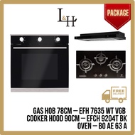 [BUNDLE] Gas Hob 78cm and Semi Integrated hood 89cm and 8 Functions Oven 59cm