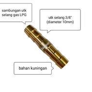 sambungan selang gas LPG kompor tungku rinnai modena hose joint 3per8 inchi inc