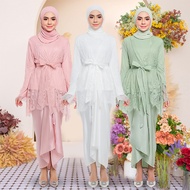 Kebaya Lace Kebaya Baju Kurung Moden Muslimah Sesuai Untuk Nikah/Tunang Baju Raya2023 Set Instant Satin Pario