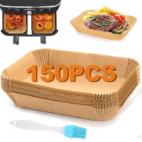Air Fryer Disposable Paper Liners Rectangle Air Fryer Parchment Paper for Ninja Dual Basket DZ201 DZ