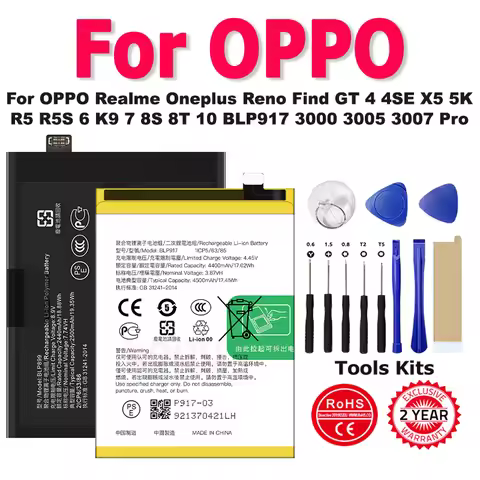 BLP889 BLP917 BLP579 Battery For OPPO Realme Oneplus Reno Find GT 4 4SE X5 5K R5 R5S 6 K9 7 8S 8T 10
