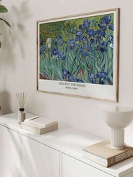 1 件梵高鳶尾花油畫風格臥室客廳牆壁藝術,美式房間裝飾無框