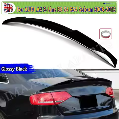 Trunk Spoiler For Audi A4 B8 8K2 S4 RS4 S-line Saloon 2008 2009 2010 2011 2012 Gloss Black Rear M4 S