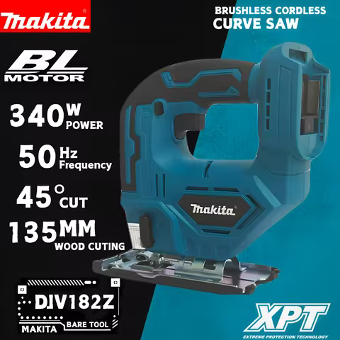 Makita DJV182Z 18V LXT Brushless Jigsaw (Bare Tool), Barrel-Grip, 340W Equivalent, for Wood and Meta