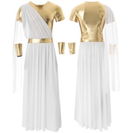 Yeahdor Greek Toga Costume for Men Halloween Cosplay Ancient White Robe with Wristband