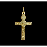 St Benedict Crucifix Sterling SIlver Gold Plated Cross Pendant