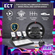 PXN V10 Racing Simulator Steering Wheel Pedal and Shifter Bundle 270 / 290 Degree with Force Feedbac