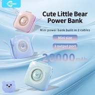 Yisen Bear Cute Mini Powerbank With 2 Cables Portable Design Led Capacity Display Fast Charging