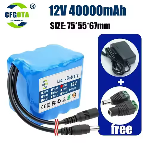 Fishing Battery 12v 3S4P 50Ah Portable 12V Battery Rechargeable Lithium Ion Battery Pack Capacity DC
