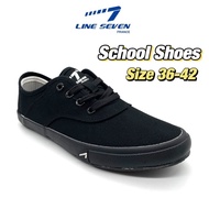 LINE 7 Ladies Black School Shoes with Lace Up / Kasut Sekolah Hitam Bertali Perempuan 6655