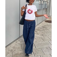 Baby tee lucky 7 ball y2k style crop tee