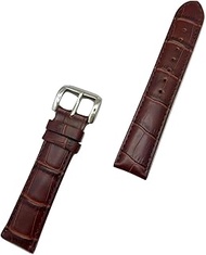 19mm Dark Brown Genuine Leather Watch Band | Square Alligator Crocodile Grained, Lightly Padded Repl