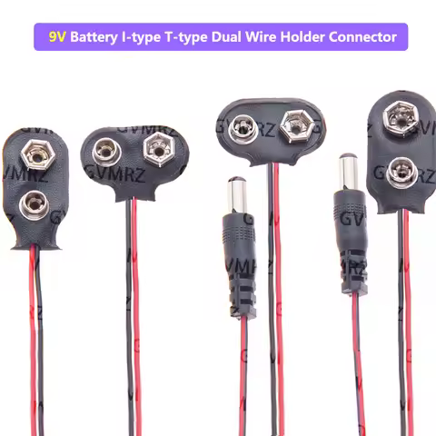 9Volt Lead Socket Plug Buckle Connection 15cm 9V Battery Connector Snap Clip Power Adapter T-type I-