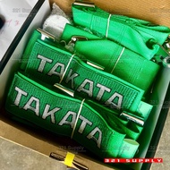 🔥UNIVERSAL ALL CAR TAKATA SEAT BELT GREEN  3’inch 4 POINT 1set RACING BUCK TYPE LINE HIJAU MODIFIED 