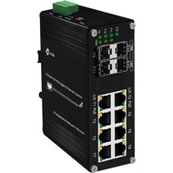 Industrial 8 Ports L2 Managed Gigabit PoE Fiber Switch with 4 1000Base-X SFP Slots Layer 2+ Web Mana