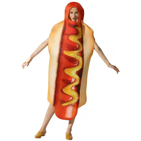 Adult Hot Dog Cosplay Onesie Halloween Party Costume & Stage Performance Jumpsuit
