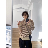 chooseonenew| HOLY IN CODE Warm Striped Thin Knit Drawstring Hat T (3color)