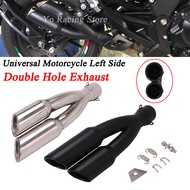 【Tech-savvy】 Right and Left Motorcycle Double Hole Exhaust Moto Motorbike 2 Holes Muffler Escape For