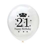 20Pcs Age 21th Transparent Crown Birthday Party Balloon Set, Option for Age 16, 18, 21, 30, 40, 50, 