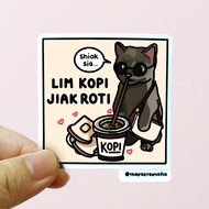 (SG) "lim kopi jiak roti" singlish cat meme waterproof vinyl sticker