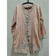 MODERN LIGHT ORANGE KEBAYA PASTEL ORANGE EMBROIDERED SATIN KEBAYA/ P R3 L0 V3D