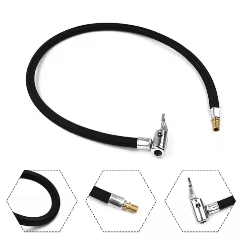 Auto Air Inflator Hose Adapter Black 60cm Car Tire Valve Connect Pipe Chuck Inflator Air Pump Extens