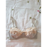 Si bra size 30 70 B plain blue satin with pink lace trim