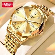 LIGE Men Watch Original Fashion Quartz Waterproof Stainless Luminous Wrist Watch For Men + Watch Box U7KZ