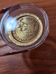 [ Error Coin GOLD Colour ] 2022 Malaysia Error Coin 10 Sen Struck on 50 Sen Planchet UNC/BU Collection Collectible