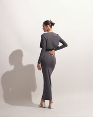 Naomi Set 莫代爾棉方領bra洋裝+短版開衫 長洋裝 可拆式胸墊洋裝