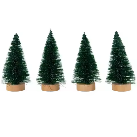 4pcs/set Mini Christmas Tree Small Artificial Christmas Tree Ornament Cedar Pine Sisal Tabletop Merr