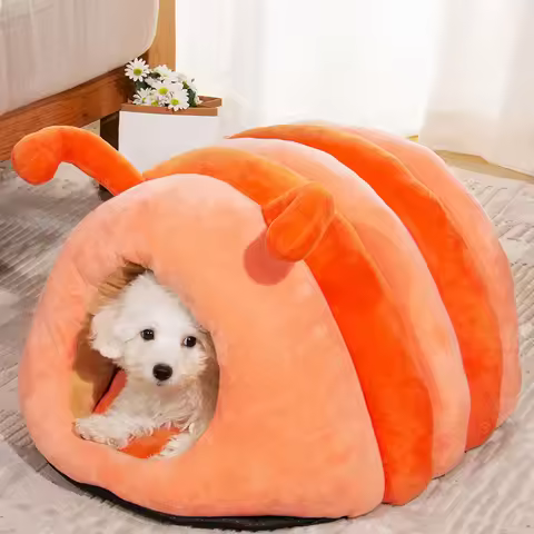 Cute Caterpillar Shape Pet Nest Warm Soft Plush Cat Bed Cartoon Caterpillar Thick Dog House Detachab