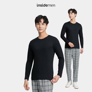 INSIDEMEN men's long-sleeved round neck thermal t-shirt, elastic material keeps warm well - ILT021W3