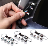 4PCS Alloy Car Tire Valve Stem Caps Wheel Covers Wrench Keychain For BMW M Power Alpina Hamann Logo 