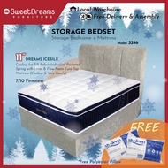 3336 Bed Frame + 11" Ice Silk Cooling Latex TOP Mattress Bundle Package | Storage | Divan | 4 Size Available