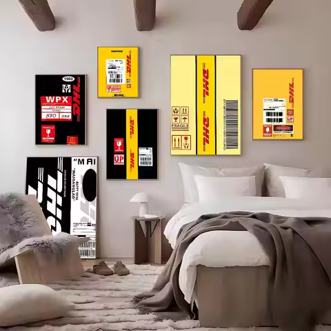 D-DHL Hot Express 50th Anniversary Self-adhesive Art Poster Fancy Wall Sticker For Living Room Bar D