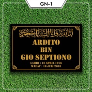 (SEHARI JADI) NISAN ISLAM CUSTOM AKRILIK MAKAM / PRASASTI TULISAN UKIR NAMA / BATU NISAN KIJING BERKUAITAS UKURAN 10x15 | 15x20 | 15x25 | 15x30 | 20x20 | 20x25 | 20x30 | 25x25 | 30x30 | GN-1