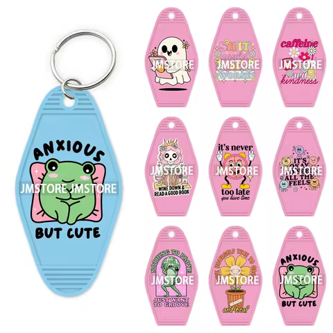 Anxious But Cute Mental Health Matters High Quality WaterProof UV DTF Sticker For Motel Hotel Keycha