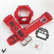 (Vcustom) DW-6900 SOLID RED CUSTOM PRINTING " LUFFY " BAND AND BEZEL STRAP