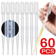 60Pcs Transparent Pipette Dropper - Disposable Safe Plastic Transfer Pipette - 1/2/3ML Scale Pipette