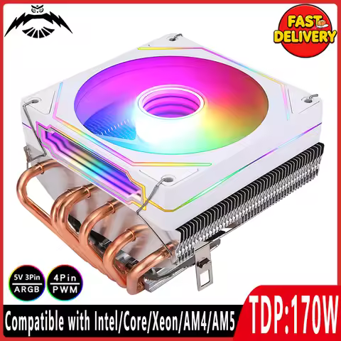 Cooler Processor 120mm 4pin/PWM 6 Heat Pipe Horizontal CPU Fan Compatible i3 i5 i7 i9 x99 E5 AM4 AM5