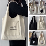 Big Canvas Bag Korean Bag Students Pocket Canvas Tote Bag Shoulder ToteBag Korean Style Tote Bag Aes