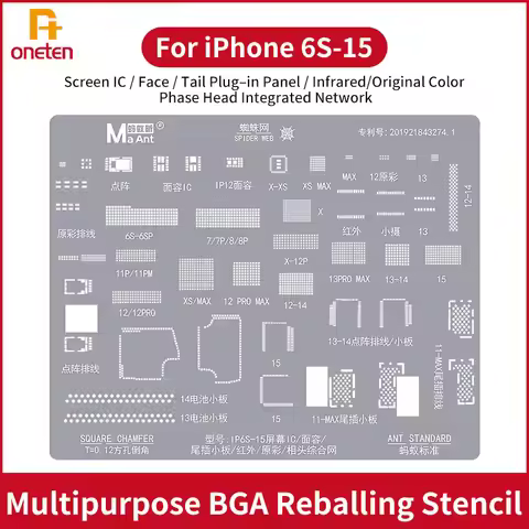 MaAnt Multipurpose BGA Reballing Stencil for iPhone 6S-15 Screen IC Chips Dot Face ID 12 True Tone C