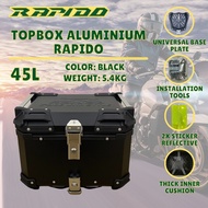 RAPIDO Motorcycle Top Box 45 Litre Aluminium Box Motor 37L 45L 55L Waterproof Y15 Lc135