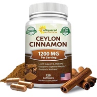 Natural Ceylon Cinnamon 1200mg - 120 Capsules, True Cinnamon from Sri Lanka, Extract Supplement Pill