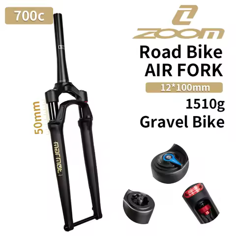 Zoom Road Bicycle Air Fork 120x100mm 50mm Travel 700C Damping Adjustment Shock Aluminum Alloy For Gr