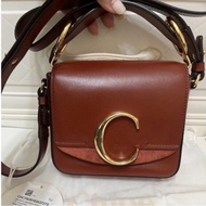 chloe c bag 紅棕色 mini