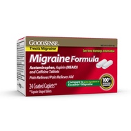 GoodSense Migraine Relief, Acetaminophen, Aspirin (NSAID) and Caffeine Tablets, Migraine Relief, 24 