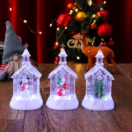 New Christmas Decorations Santa Claus Crystal Church Luminous Snow Lights Christmas Gifts Desktop De
